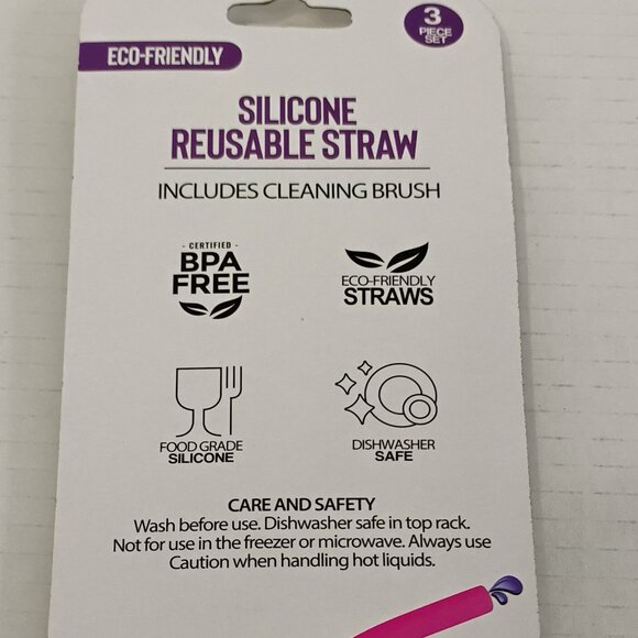 Set of 2 BPA-Free Silicone Reusable Straws – Eco-Friendly & Travel-Ready! - Picture 3 of 3